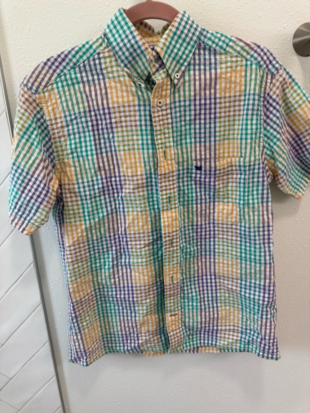 Southern marsh Mardi Gras button down shirt -